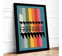 Repeated Profiles in Color Pop Art Framed Wall Art Print A4 Black