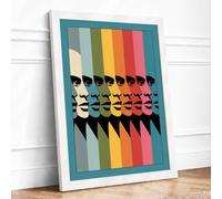 Repeated Profiles in Color Pop Art Framed Wall Art Print A4 White