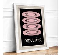 Repeating Ripples Geometric Framed Wall Art Print A2 (59.4×42cm) White, Wall Decor for Living Room, Bedroom, Office & Home, Ready to Hang, Art Gift