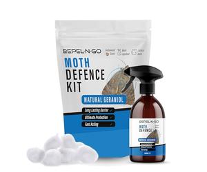 Repel-N-Go - Moth Repellent Kit | Deterrent Spray | Natural Eco-Friendly Pest Control Defence - Contains Cedarwood, Geraniol & Cotton Balls - 500ml