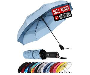 Repel Windproof Travel Umbrella - Compact & Withstands Winds up to 100MPH, Strongest Premium Auto Folding Umbrella for Rain and Sun - Durable, Light & Portable for Women & Men, Fits Backpack & Cars