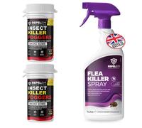 REPELEM Flea Bombs for The Home - 1L Spray & 2 Smoke Bombs, Kills Fleas