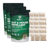 REPELEM Rat & Mouse Repellent Peppermint Oil Sachets - Natural Mice Repellent & Rat Deterrent for Homes, Cars & Caravans, Long-Lasting Cruelty-Free Rat Poison Alternative (18 Sachets)