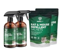 REPELEM Rat & Mouse Repellent Peppermint Oil Sachets - Natural Mice Repellent & Rat Deterrent for Homes, Cars & Caravans, Long-Lasting Cruelty-Free Rat Poison (12 Sachets & 2 Repellent Sprays)