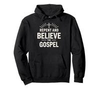 Repent and Believe the Gospel Christian Cross Bible Verse Pullover Hoodie