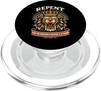 Repent For The Kingdom Of Heaven Is At Hand Cool Lion Crown PopSockets PopGrip for MagSafe