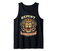 Repent for The Kingdom of Heaven is at Hand Cool Lion Crown Tank Top