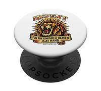 Repent For The Kingdom Of Heaven Is At Hand Lion Christian PopSockets Adhesive PopGrip