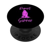 Repent Sinner Funny Christian Bible Jesus Lord Woman Savior PopSockets Adhesive PopGrip