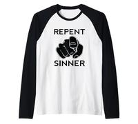Repent Sinner Funny Christian Bible Jesus Lord Woman Savior Raglan Baseball Tee