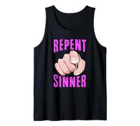 Repent Sinner Funny Christian Bible Jesus Lord Woman Savior Tank Top