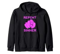 Repent Sinner Funny Christian Bible Jesus Lord Woman Savior Zip Hoodie
