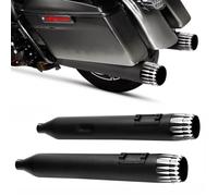 Replace Exhaust For Harley CVO Street Glide FLHXSE 2017-2022 2018 2019 2020 2021 Motorcycle Chrome/Black Slip-On Dual Exhaust Silencer Aluminum Alloy Muffler(Black- Silver)