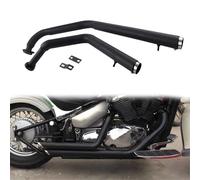 Replace Exhaust For Suzuki For Boulevard C50C 2006-2014 2007 2008 2009 2010 Motorcycle Stainless Steel Muffler Silencer Pipe Slash Cut Exhaust 2-Into-2(Black- Silver)