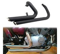 Replace Exhaust For Y-AMAHA Virago 250 V Star XV125 XV250 XV 125 Dragstar Motorcycle Slash Cut Exhaust Pipe Chrome/Black Muffler Silencer Stainless Steel(Black- Silver)