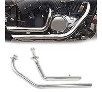 Replace Exhaust Motorcycle Exhaust With Silencer Dual Chrome/Black Slash Cut 2-Into-2 Accessories For Suzuki For Boulevard C50 2005-2014(Chrome)