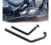 Replace Exhaust Stainless Steel Muffler Silencer Pipe Motorcycle Slash Cut Exhaust Chrome/Black 2-Into-2 For Suzuki For Boulevard C50C 2006-2014(Black- Silver)