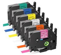 Replace for Brother P Touch Label Printer Tape TZe Multicoloured 12mm, 6-Pk