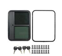 Replace Mirrors Aluminum Alloy RV Door Tear Drop Tempered Glass Tinted Sliding Window Full Sealing Camper Trailer Door With Net Safe Lock(Type A)