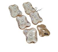 Replace the Button,6 Pcs Purple Stone Beaded Decor Buttons of Clothing Gold Rhinestone Unique Design Metal Button Sewing-Gold,20 by 22mm