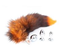 Replaceable Anal Plug Fox Tails Removable Metal Anal Sex Toy Detachable Butt Plug Sex Games Role Play Cosplay Toys Dog Tail(Orange,L Plug)