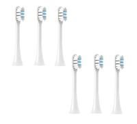 Replaceable Brush Heads,Compatible for XIAOMI MIJIA T301 T302 Soft Clean Bristle White Blue Nozzles(6 White)