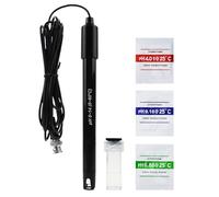 Replaceable pH Electrode Long 300cm Cable Measure 0-14 pH Range High Accuracy with BNC Socket Connector and Calibration Powder for pH Meter and pH Controller Ideal for Labs, Hydroponics, Aquariums