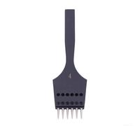 Replaceable Tip Pricking Iron Round Hole Punch Leather Craft Tool Steel Chisel, for Handmade Sewing Saddle Stitch Z Stitch for french Stitch Various Spacing Options(4mm6 tooth)
