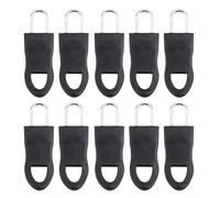 Replaceable Zipper Pull 8/10pcs Replacement Zipper Head Tool Removable Puller for Luggage Schoolbag End Fit Rope TagClothing Zip FixerBroken(10pcs Large Black)