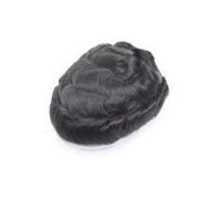 Replacement 0.08mm Thin Skin Human Hair Men Toupee Full PU Base Men's Hairpiece 8×10 Inch Systems(#1b)