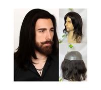 Replacement 12" Toupee for Men 0.06-0.08mm Thin Skin PU Men's Hairpiece Long Human Hair Replacement System Systems