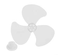 Replacement 16 Inch Fan Blade with Nut Cover for Pedestal and Desk Fans, Plastic PP Material, Three Leaves Design for Low Noise Operation (white)