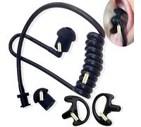 Replacement 2 Way Radio Earmold Black Large Soft Rubber Earbuds（Earmould Left and Right& Replacement Black Coil Audio Tube Compatible for Motorola Kenwood Baofeng Radio Acoustic Tube Earpiece