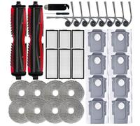 Replacement Accessories Kit Compatible With Roborock Saros Z70 Robot Vacuum Cleaner, Include 2 Main Brushes + 8 Side Brushes + 6 HEPA Filters + 8 Mop Pads + 8 Dust Bags