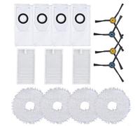 Replacement Accessories Kit for Midea for V12 for Eureka J12 for Ultra, Includes 3 Filters, 4 Mop Cloths, 4 Dust Bags, 4 Side Brushes, Cleaning Spare Parts