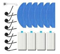 Replacement Accessories Kit - For Tikom L8000 Plus For Medion X20 SW+ MD 11415 Robot Vacuum : 6 Side Brushes + 4 HEPA Filters + 6 Mop Pads + 1 Cleaning Brush