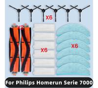 Replacement Accessory Kit for Philips Homerun Series 7000 XU7100/01 XU7100/02 - Main & Side Brushes, HEPA Filters, Mop Cloths