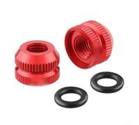 Replacement Aluminum Valve Nut with Sealing Ring for Bicycle Tire Nozzles to Secure Air Seal (red)