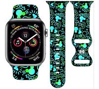 Replacement Apple Watch Band 38mm/40mm/41mm/42mm/44mm/45mm, Cute Replacement Band for Apple Watch SE2 Series 9 8 7 6 5 4 3, Silicone iWatch Band for Women Men, 42/44/45mm, Silicone, Without Gems