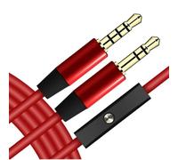 Replacement Audio Cable 3.5mm AUX Cord with Inline Remote & Microphone - Compatible with Solo/Solo HD/Studio/Mixr/Detox/Pro Headphones - TPU Braided, Gold-Plated, 4ft Red