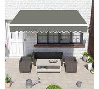Replacement Awning Fabric - Waterproof Polyester Canopy Cover for Doors & Windows - Gray Sun Shade Shelter - 4x1.5m (13x5ft) Outdoor Awning Cloth