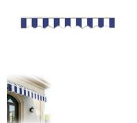 Replacement Awning Valance Fabric Strip - UV-Resistant Scalloped Canopy Trim for 2.5-3.8m Awnings Perfect for Garden Patio Windows - Blue & White 3.7m x 20cm