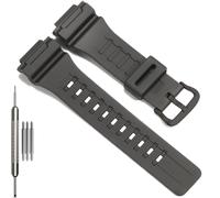 Replacement Band Compatible with Casio W-735H AEQ110BW AEQ110W AQS-800W AQ-S810W Men's Watch Strap Black Resin Wristband With Metal buckle (Black buckle)