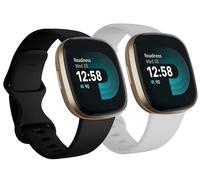 Replacement Bands Compatible with Fitbit Versa 3 / Versa 4 / Sense/Sense 2, Silicone Adjustable Classic Accessory Wristband Fitness Straps for Women Men Large Black+White (2 Pack)