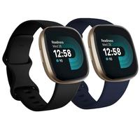 Replacement Bands Compatible with Fitbit Versa 3 / Versa 4 / Sense/Sense 2, Silicone Adjustable Classic Accessory Wristband Fitness Straps for Women Men Large Black+Dark blue (2 Pack)