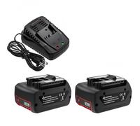 Replacement Battery and Charger Set Compatible with Bosch 18V Power Tool for Cordless Drills Grinders Rotary Hammers Charging Station Li-ion 18 Volt 6000mAh Black Red(2 battery 1 charger)
