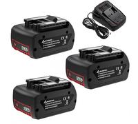 Replacement Battery and Charger Set Compatible with Bosch 18V Power Tool for Cordless Drills Grinders Rotary Hammers Charging Station Li-ion 18 Volt 6000mAh Black Red(3 battery 1 charger)