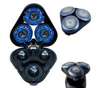 Replacement Blade Heads with Base Compatible with Philips 5000 Series Shavers - Round Housing Double Blades, Not for Pentagonal Models (Blue)