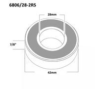 Replacement Bottom Bracket Bearings - Silver / Single / 42mm x 28mm x 7/8