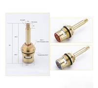 Replacement Brass Ceramic Stem Cartridge Brass Ceramic Disc Cartridge Faucet Valve Quarter Turn 3/4" X 82mm X 10mm Spline Length 20 Teeth,Red